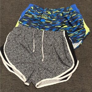TWO PAIR Nike Women's Athletic Shorts - Blue and Black Patterns